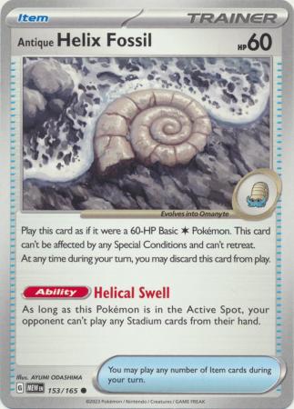 Card: Scarlet & Violet: 151 Singles, Antique Helix Fossil - 153/165 - Common