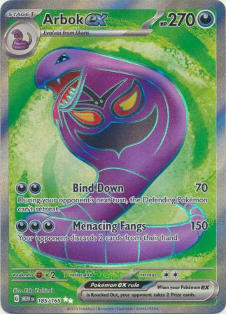 Card: Scarlet & Violet: 151 Singles, Arbok ex - 185/165 - Full Art Secret Rare