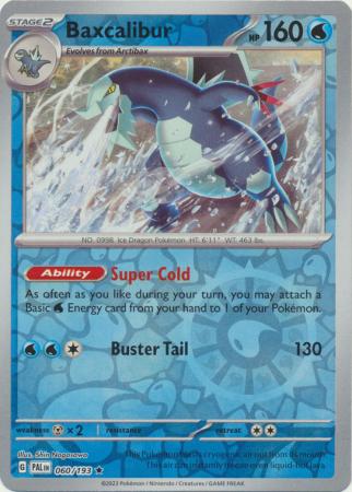 Card: Scarlet & Violet: Paldea Evolved Singles, Baxcalibur - 060/193 - Holo Rare Reverse Holo