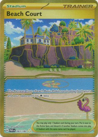 Card: Scarlet & Violet: Paradox Rift Singles, Beach Court - 263/182 - Gold Secret