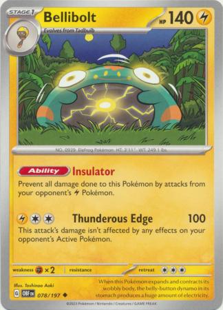 Card: Scarlet & Violet: Obsidian Flames Single, Bellibolt - 078/197 - Uncommon