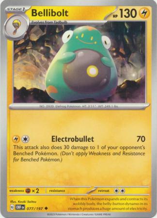 Card: Scarlet & Violet: Obsidian Flames Single, Bellibolt - 077/197 - Uncommon