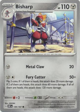 Card: Scarlet & Violet: Obsidian Flames Single, Bisharp - 149/197 - Common