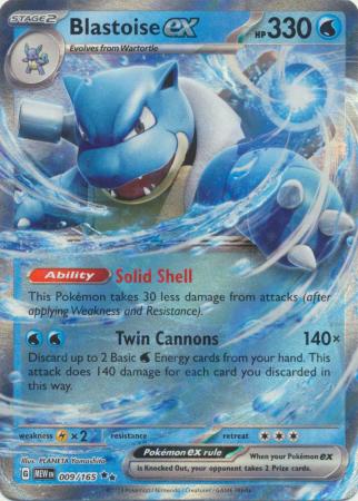 Card: Scarlet & Violet: 151 Singles, Blastoise ex - 009/165 - Ultra Rare