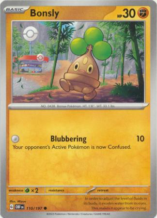 Card: Scarlet & Violet: Obsidian Flames Single, Bonsly - 110/197 - Common