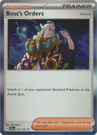 Card: Scarlet & Violet: Paldea Evolved Singles, Boss's Orders - 172/193 - Holo Rare
