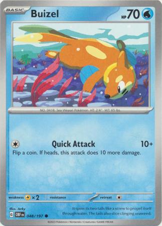 Card: Scarlet & Violet: Obsidian Flames Single, Buizel - 048/197 - Common