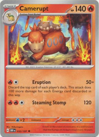 Card: Scarlet & Violet: Obsidian Flames Single, Camerupt - 032/197 - Uncommon