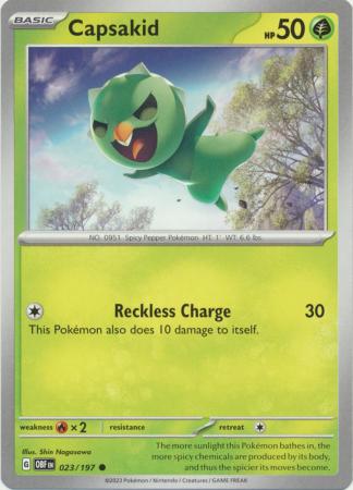 Card: Scarlet & Violet: Obsidian Flames Single, Capsakid - 023/197 - Common