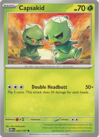Card: Scarlet & Violet: Obsidian Flames Single, Capsakid - 024/197 - Common