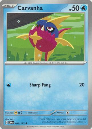 Card: Scarlet & Violet: Obsidian Flames Single, Carvanha - 046/197 - Common