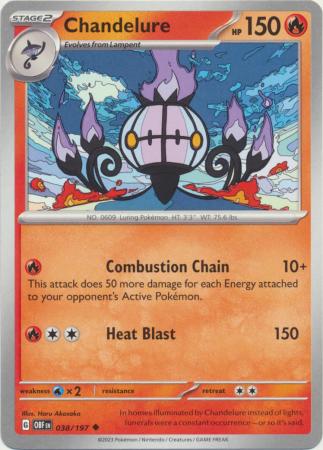 Card: Scarlet & Violet: Obsidian Flames Single, Chandelure - 038/197 - Uncommon