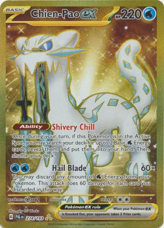 Card: Scarlet & Violet: Paldea Evolved Singles, Chien-Pao ex - 274/193 - Gold Secret Rare