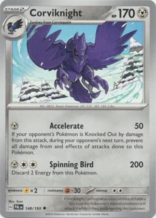 Card: Scarlet & Violet: Paldea Evolved Singles, Corviknight - 148/193 - Uncommon