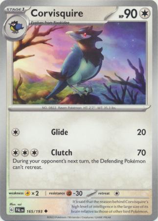 Card: Scarlet & Violet: Paldea Evolved Singles, Corvisquire - 165/193 - Uncommon