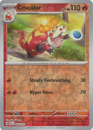 Card: Scarlet & Violet: Paldea Evolved Singles, Crocalor - 036/193 - Uncommon Reverse Holo