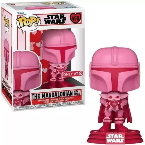 Funko Pop! Star Wars: San Valentin, The Mandalorian With Grogu 498