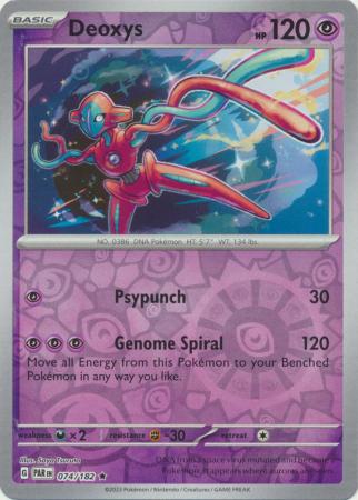 Card: Scarlet & Violet: Paradox Rift Singles, Deoxys - 074/182 - Holo Rare Reverse Holo