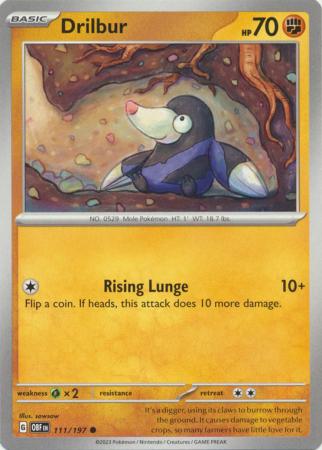 Card: Scarlet & Violet: Obsidian Flames Single, Drilbur - 111/197 - Common