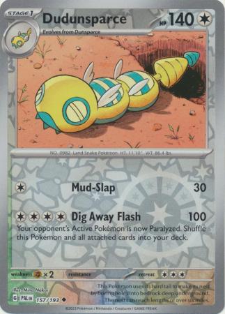 Card: Scarlet & Violet: Paldea Evolved Singles, Dudunsparce - 157/193 - Uncommon Reverse Holo