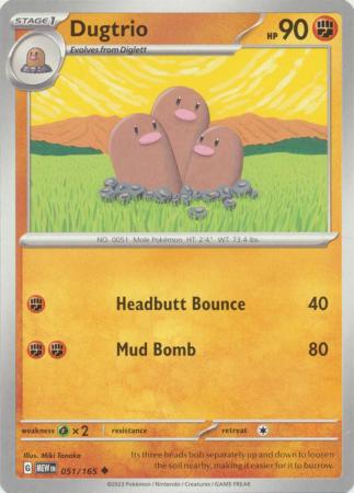 Card: Scarlet & Violet: 151 Singles, Dugtrio - 051/165 - Uncommon