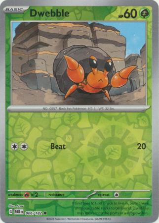 Card: Scarlet & Violet: Paradox Rift Singles, Dwebble - 006/182 - Common Reverse Holo