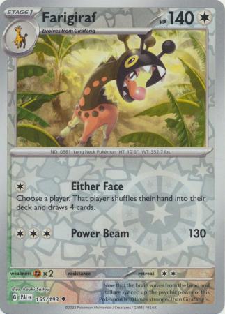 Card: Scarlet & Violet: Paldea Evolved Singles, Farigiraf - 155/193 - Uncommon Reverse Holo