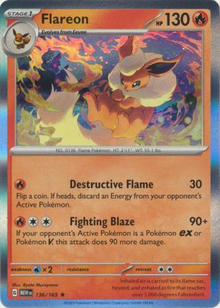 Card: Scarlet & Violet: 151 Singles, Flareon - 136/165 - Holo Rare