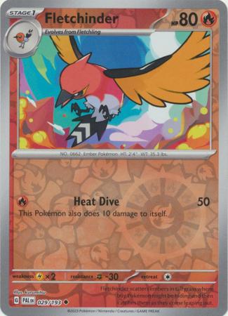 Card: Scarlet & Violet: Paldea Evolved Singles, Fletchinder - 029/193 - Uncommon Reverse Holo