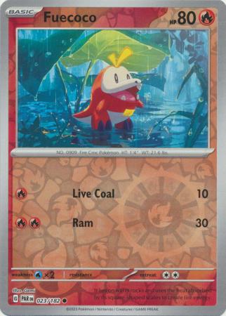 Card: Scarlet & Violet: Paradox Rift Singles, Fuecoco - 023/182 - Common Reverse Holo