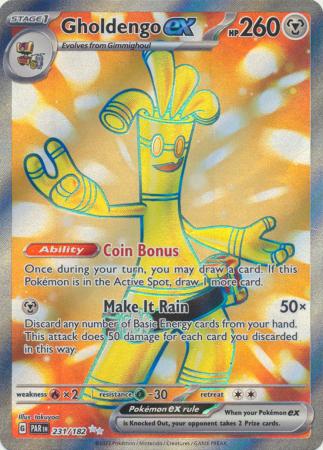 Card: Scarlet & Violet: Paradox Rift Singles, Gholdengo ex - 231/182 - Full Art Secret Rare
