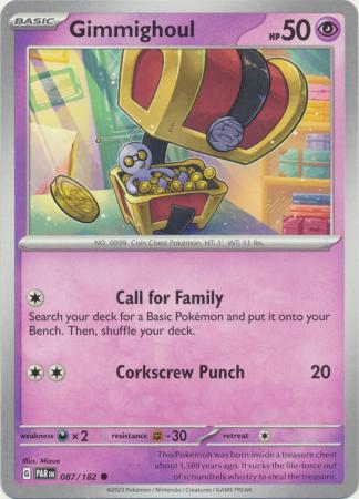 Card: Scarlet & Violet: Paradox Rift Singles, Gimmighoul - 087/182 - Common