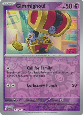 Card: Scarlet & Violet: Paradox Rift Singles, Gimmighoul - 087/182 - Common Reverse Holo
