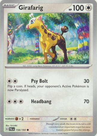 Card: Scarlet & Violet: Paldea Evolved Singles, Girafarig - 154/193 - Common