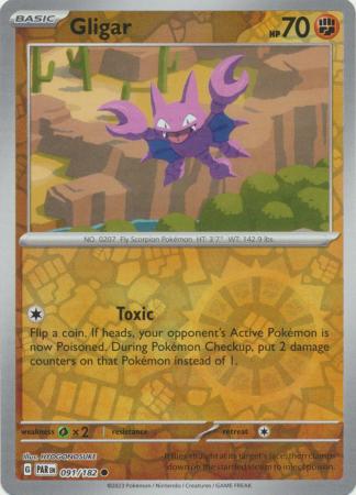 Card: Scarlet & Violet: Paradox Rift Singles, Gligar - 091/182 - Common Reverse Holo