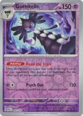 Card: Scarlet & Violet: Paldea Evolved Singles, Gothitelle - 092/193 - Uncommon Reverse Holo
