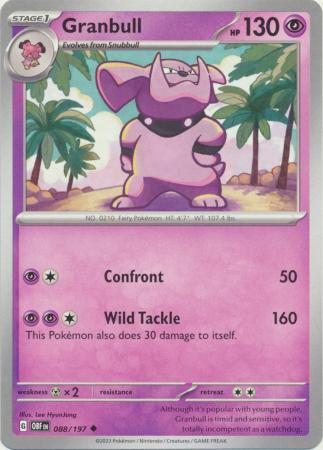 Card: Scarlet & Violet: Obsidian Flames Single, Granbull - 088/197 - Uncommon