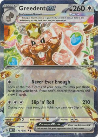 Card: Scarlet & Violet: Obsidian Flames Single, Greedent ex - 179/197 - Ultra Rare