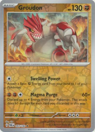 Card: Scarlet & Violet: Paradox Rift Singles, Groudon - 093/182 - Holo Rare Reverse Holo