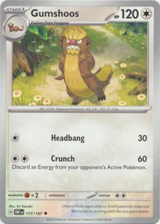 Card: Scarlet & Violet: Obsidian Flames Single, Gumshoos - 177/197 - Uncommon