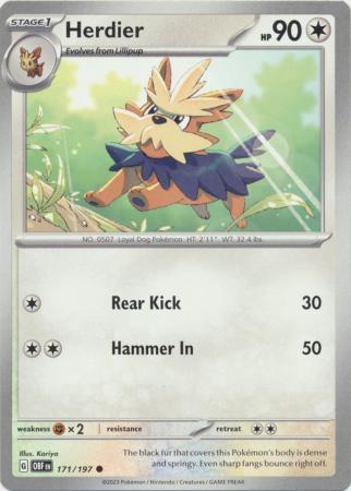 Card: Scarlet & Violet: Obsidian Flames Single, Herdier - 171/197 - Common