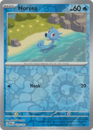 Card: Scarlet & Violet: Paradox Rift Singles, Horsea - 030/182 - Common Reverse Holo
