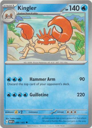 Card: Scarlet & Violet: 151 Singles, Kingler - 099/165 - Uncommon