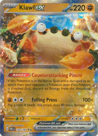 Card: Scarlet & Violet: Obsidian Flames Single, Klawf ex - 120/197 - Ultra Rare