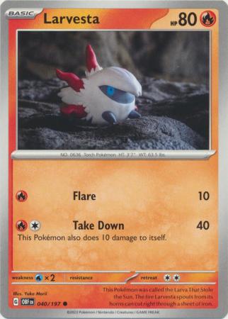 Card: Scarlet & Violet: Obsidian Flames Single, Larvesta - 040/197 - Common