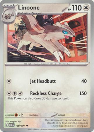 Card: Scarlet & Violet: Obsidian Flames Single, Linoone - 168/197 - Uncommon