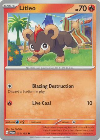 Card: Scarlet & Violet: Paldea Evolved Singles, Litleo - 031/193 - Common
