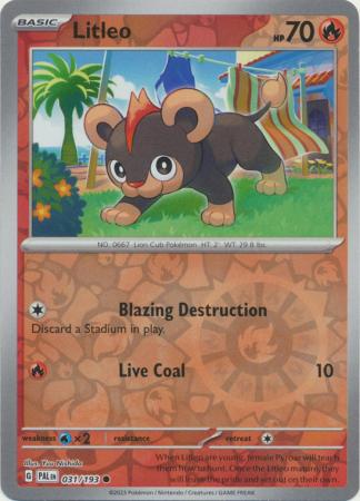 Card: Scarlet & Violet: Paldea Evolved Singles, Litleo - 031/193 - Common Reverse Holo