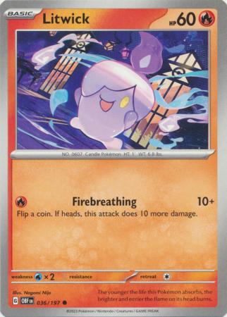 Card: Scarlet & Violet: Obsidian Flames Single, Litwick - 036/197 - Common