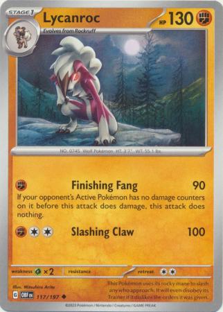Card: Scarlet & Violet: Obsidian Flames Single, Lycanroc - 117/197 - Uncommon